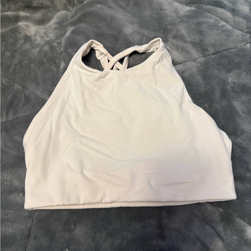 Athleta Cream Halter Sports Bra